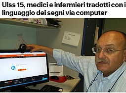 Ulss 15, medici e infermieri tradotti con la lingua dei segni via computer